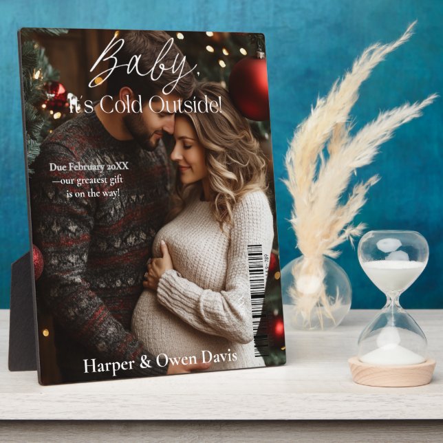 Christmas Magazine Cover Pregnancy photo Plaque (Side)