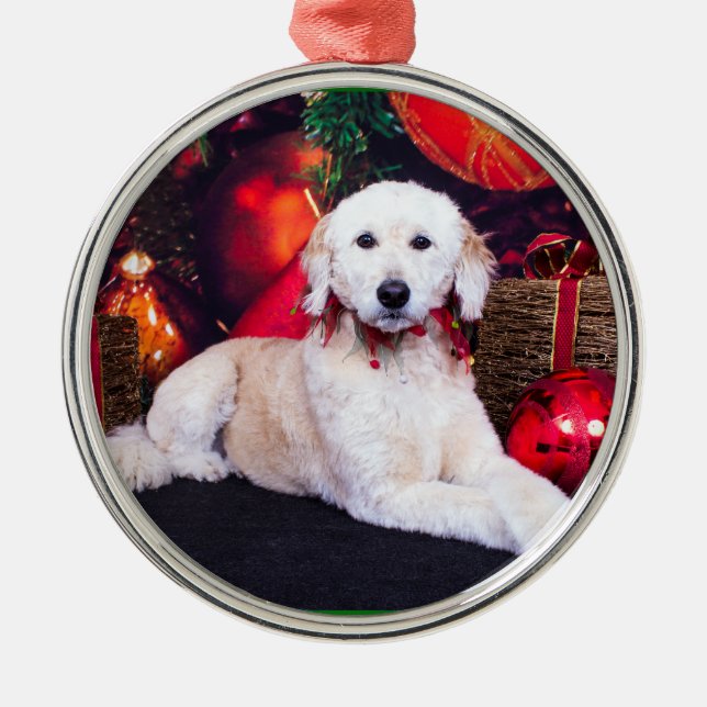 Christmas - Maggie - GoldenDoodle Metal Tree Decoration (Front)