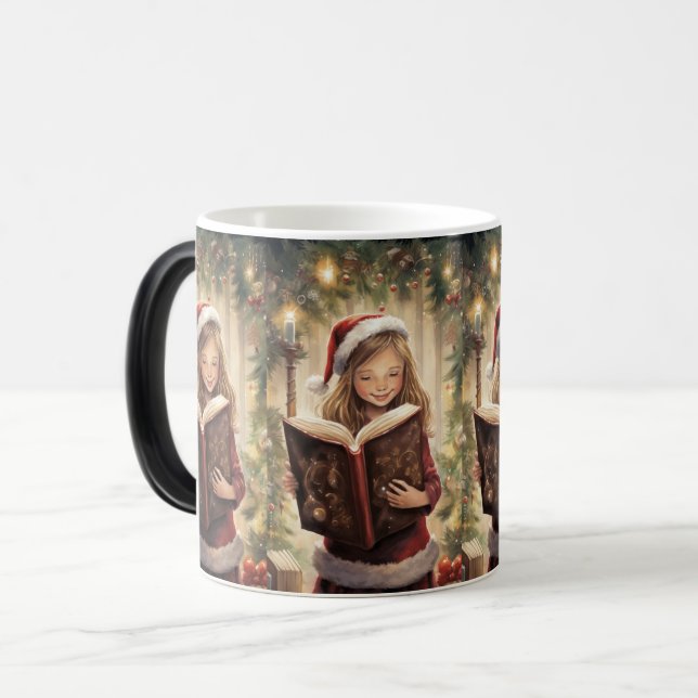 Christmas Magic and Reading: A Young Girl's Dream Magic Mug (Front Left)
