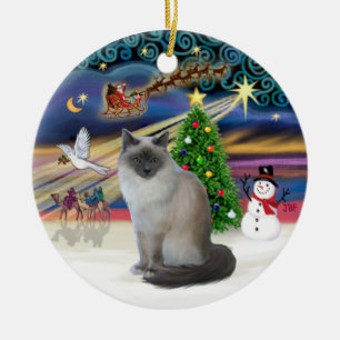 Christmas Magic - Birman cat Ceramic Tree Decoration