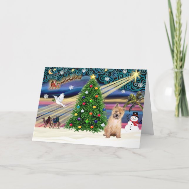 Christmas Magic Cairn Terrier Pup Holiday Card (Front)
