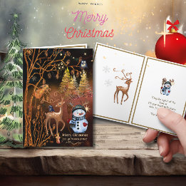  Christmas Magic  - Cute Woodland Animals Holiday Card