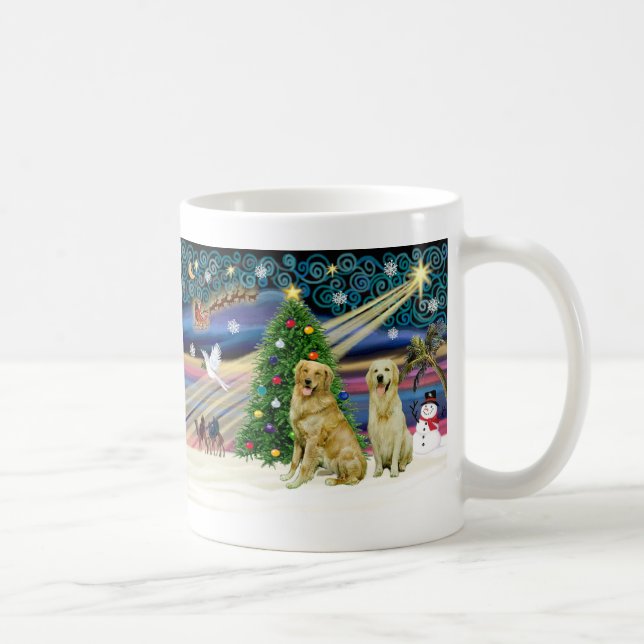 Christmas Magic Golden Retrievers (two) Coffee Mug (Right)