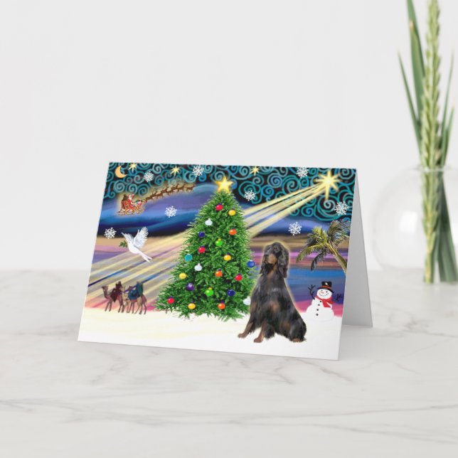 Christmas Magic Gordon Setter Holiday Card (Front)