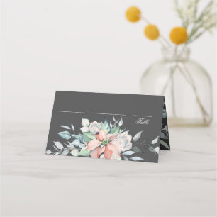 Christmas Magic   Grey   Poinsettia Wedding Place Card