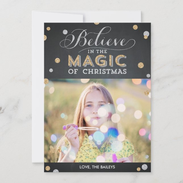 Christmas Magic Holiday Photo Cards - Chalkboard (Front)
