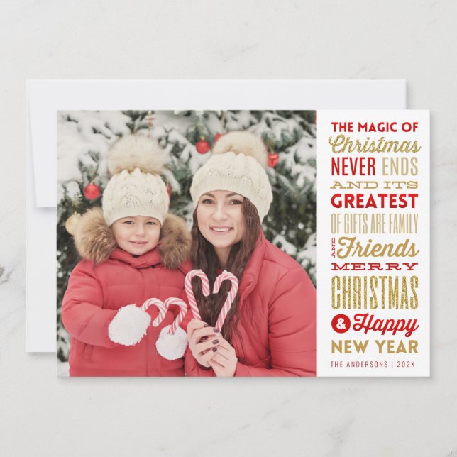 CHRISTMAS MAGIC | holiday typography photo card (Front)