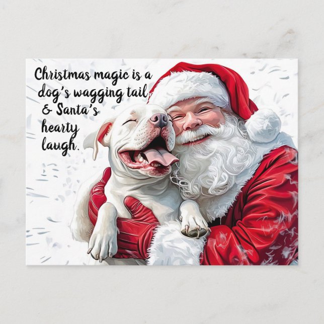 Christmas Magic is a Dog's Wagging Tail & Santa Postcard (Front)