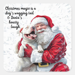 Christmas Magic is a Dog's Wagging Tail & Santa Square Sticker
