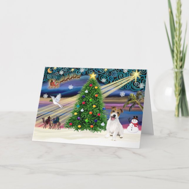 Christmas Magic Jack Russell Terrier Puppy Holiday Card (Front)
