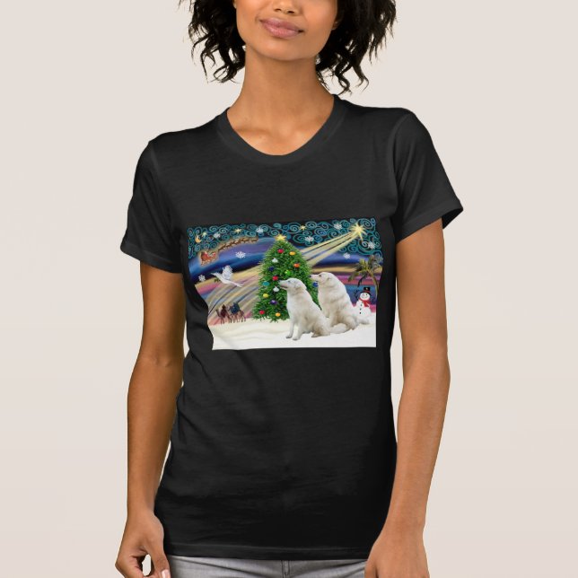Christmas Magic Kuvasz (two) T-Shirt (Front)