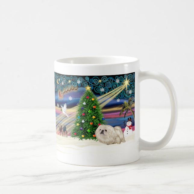 Christmas Magic Pekingese (white) Coffee Mug (Right)