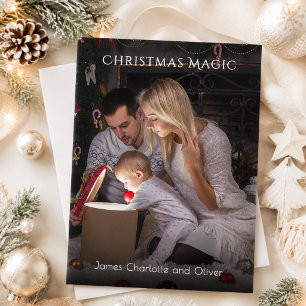 Christmas Magic Photo Typography Overlay Holiday Card