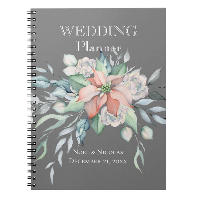 Christmas Magic/Poinsettia Wedding Planner Notebook (Front)