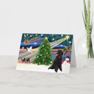 Christmas Magic Poodle (black Standard) Holiday Card