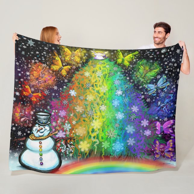 Christmas Magic Rainbow Fleece Blanket (In Situ)