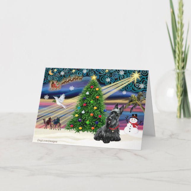 Christmas Magic Scottish Terrier 2B Holiday Card (Front)