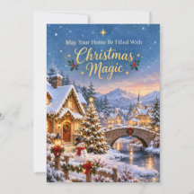 Christmas Magic Snowy Village Greeting Card