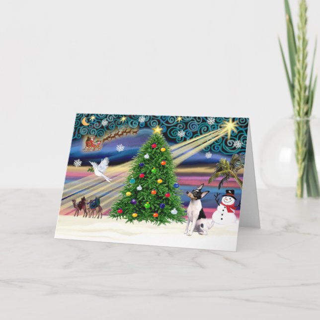 Christmas Magic Toy Fox Terrier Holiday Card (Front)