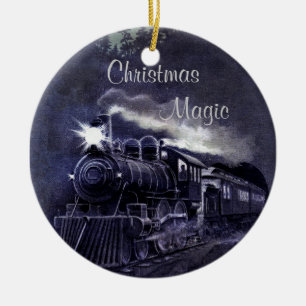 Christmas Magic Vintage Train Ceramic Tree Decoration