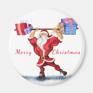 Christmas Magnet Bodybuilder Santa with Gifts