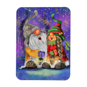 Christmas Magnet Gift Couple Gnomes Singing