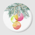 Christmas Magnets Watercolor Baubles<br><div class="desc">These Christmas magnets feature watercolor baubles in shades of pink,  green and orange with pine bows. A charming choice for refrigerator magnets for the holidays. Unique watercolor art by Victoria Grigaliunas.</div>