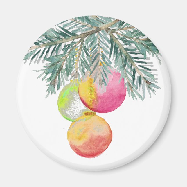 Christmas Magnets Watercolor Baubles (Front)
