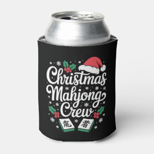 Christmas Mahjong Crew Santa Hat Holly Tiles Xmas Can Cooler