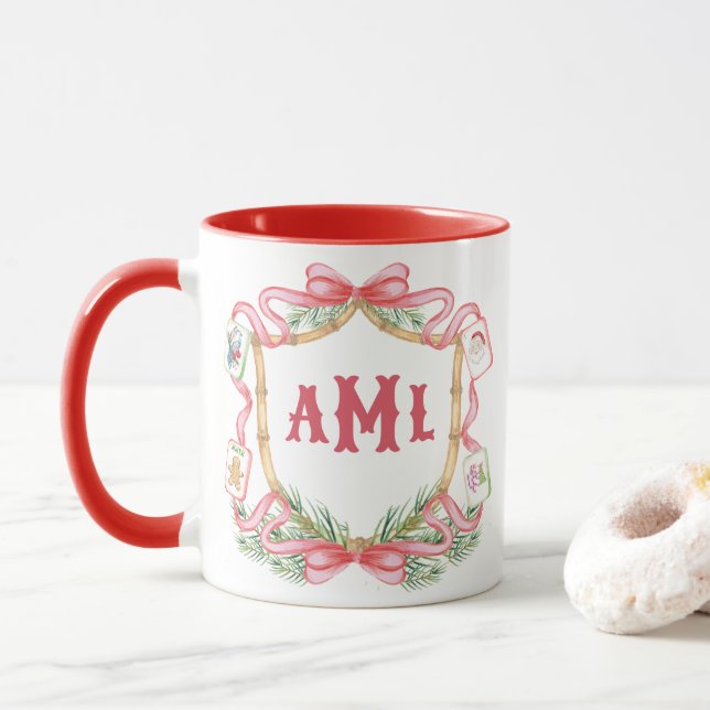 Christmas Mahjong | Monogram Mug (With Donut)