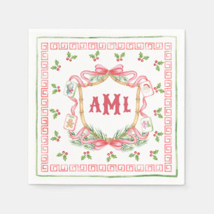 Christmas Mahjong Monogram Napkin