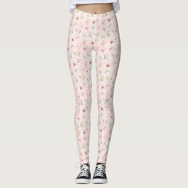 Christmas Mahjong Tiles Leggings (Front)