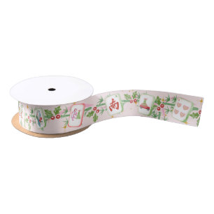 Christmas Mahjong Tiles Satin Ribbon