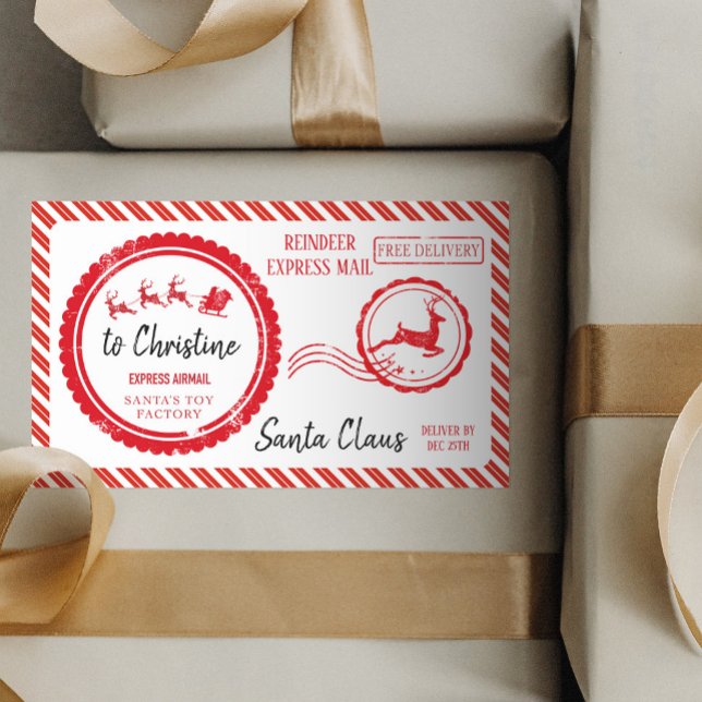 Christmas Mail From Santa North Pole Delivery Rectangular Sticker (Creator Uploaded)