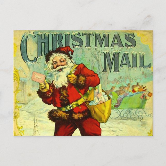 Christmas Mail Santa Claus Vintage Gift Card Art (Front)