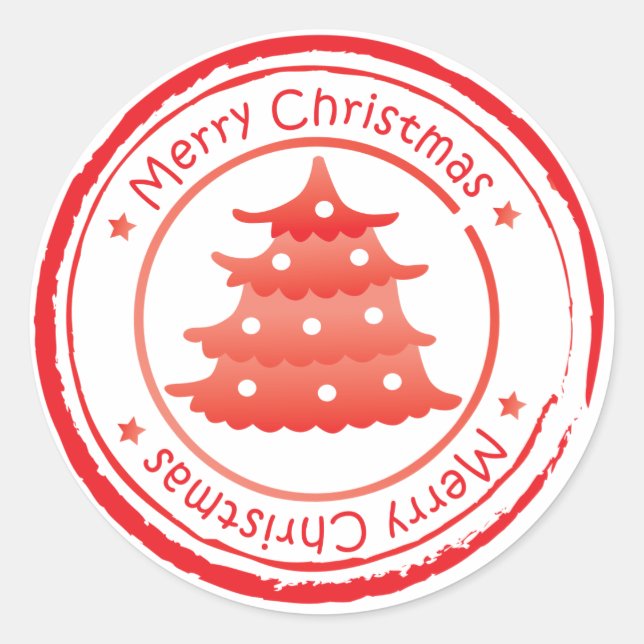 Christmas Mail Stamp - Christmas Tree Classic Round Sticker (Front)