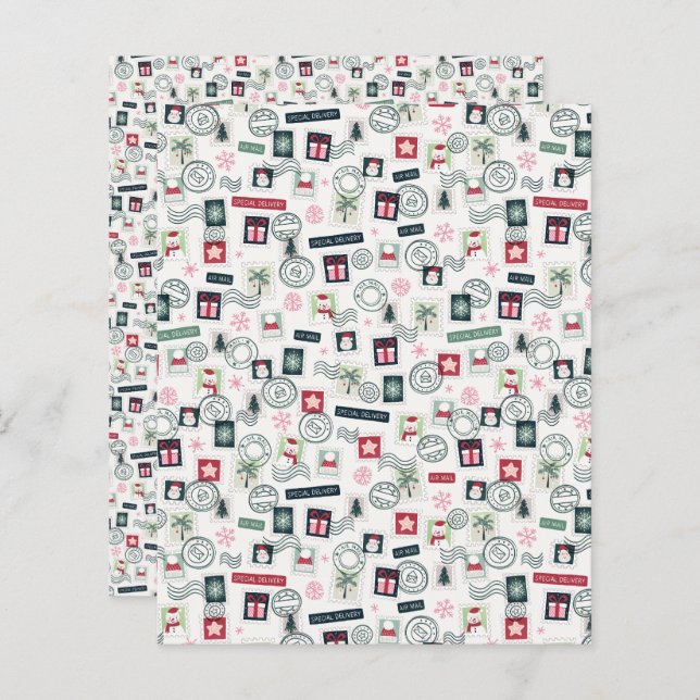 Christmas Mail Stamps Scrapbook Paper (Front/Back)