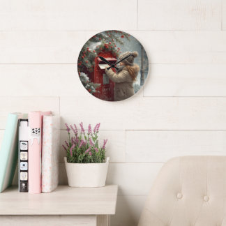 Christmas mailbox charming festive winter decor large clock