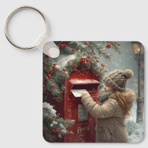 Christmas mailbox  cute festive winter accessory key ring