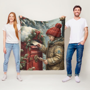 Christmas mailbox fleece blanket warm cozy winter