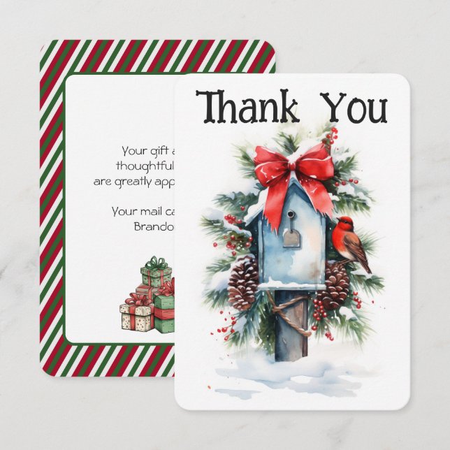 Christmas Mailbox Postal Carrier Thank You Card (Front/Back)