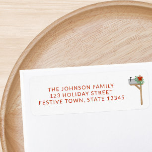 Christmas Mailbox Red Text Return Address