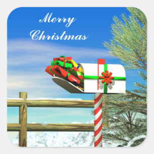 Christmas Mailbox Square Sticker