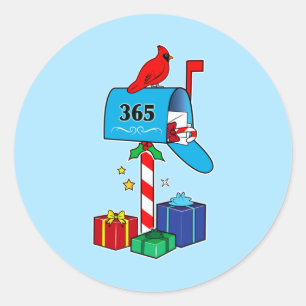Christmas Mailbox with Cardinal and Gifts  Classic Round Sticker