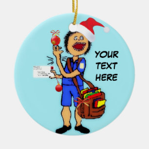 Christmas Mailman Ceramic Tree Decoration