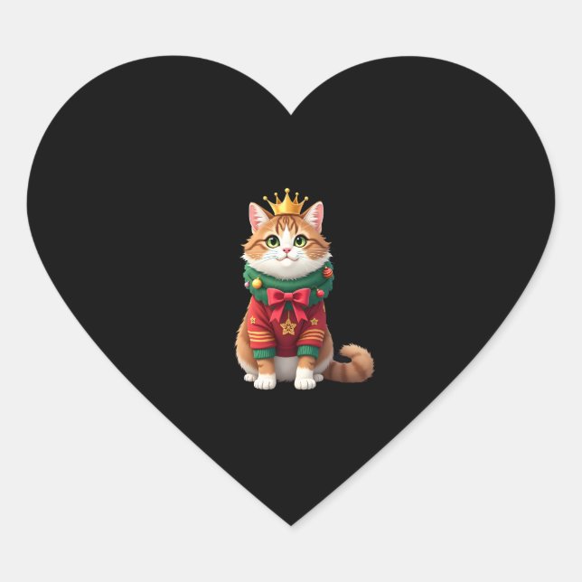 Christmas Maine Coon American Longhair (1) Heart Sticker (Front)
