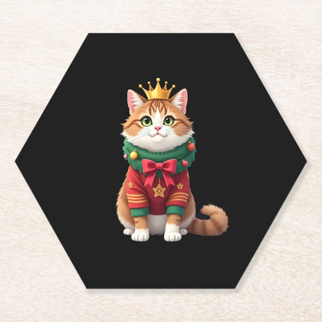 Christmas Maine Coon American Longhair (1) Paper Coaster (Front)