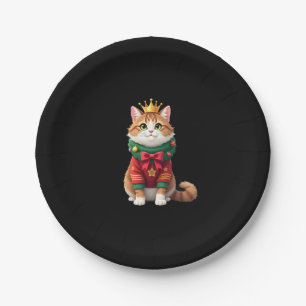 Christmas Maine Coon American Longhair (1) Paper Plate