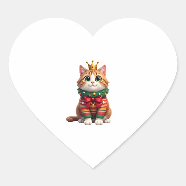 Christmas Maine Coon American Longhair (4) Heart Sticker (Front)