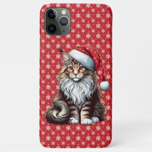 Christmas Maine coon cat, Santa Maine Coon kitten iPhone 11 Pro Max Case